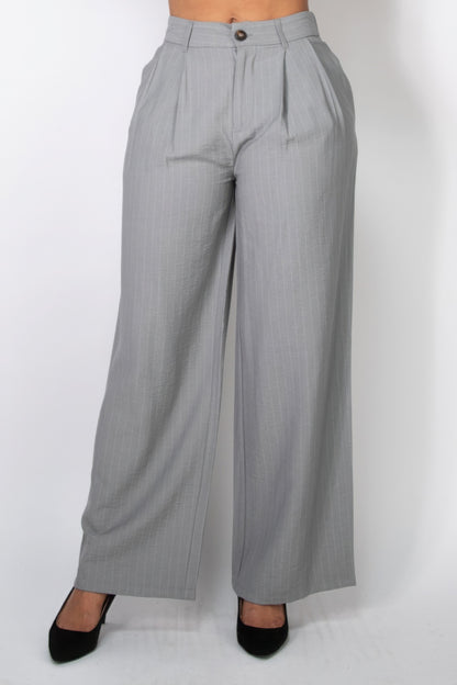 High-rise Stripe Wide Leg Pants - Tigbul's Variety Fashion Shop