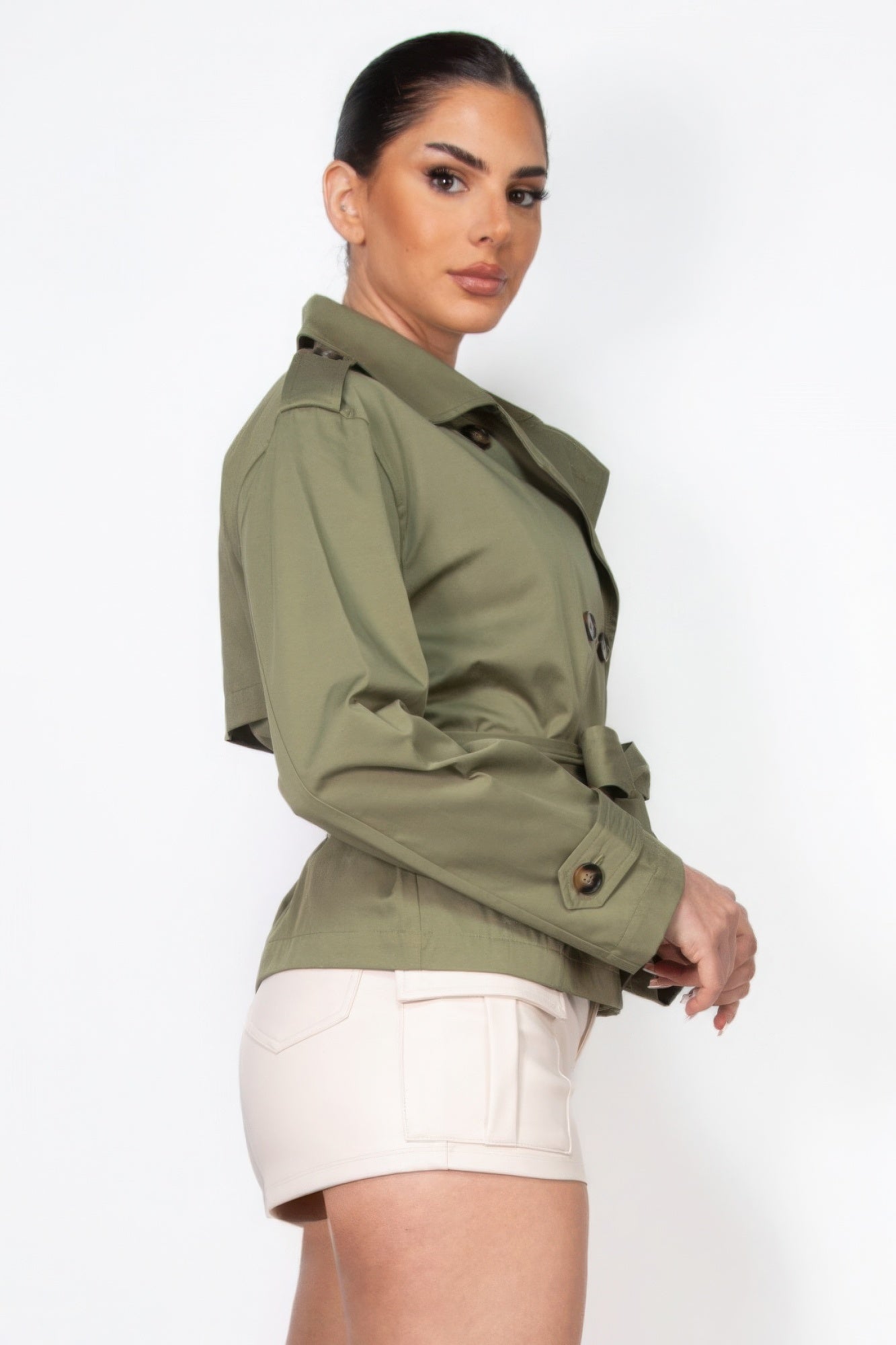 Double-breasted Waist-tie Trench Coat - Tigbul's Variety Fashion Shop