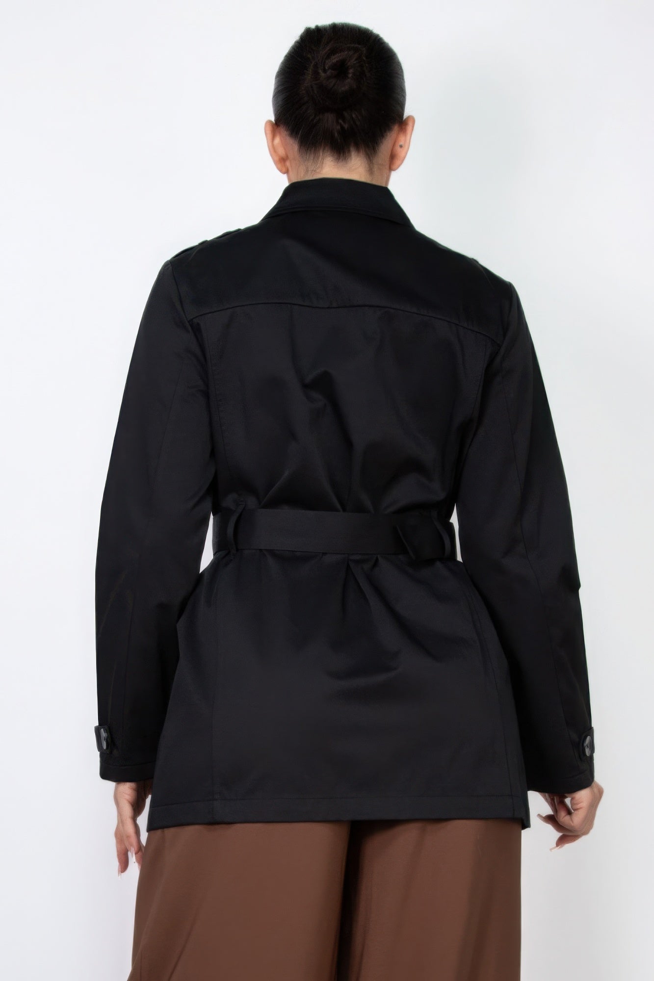 Double-breasted Notch Belted Coat - Tigbul's Variety Fashion Shop