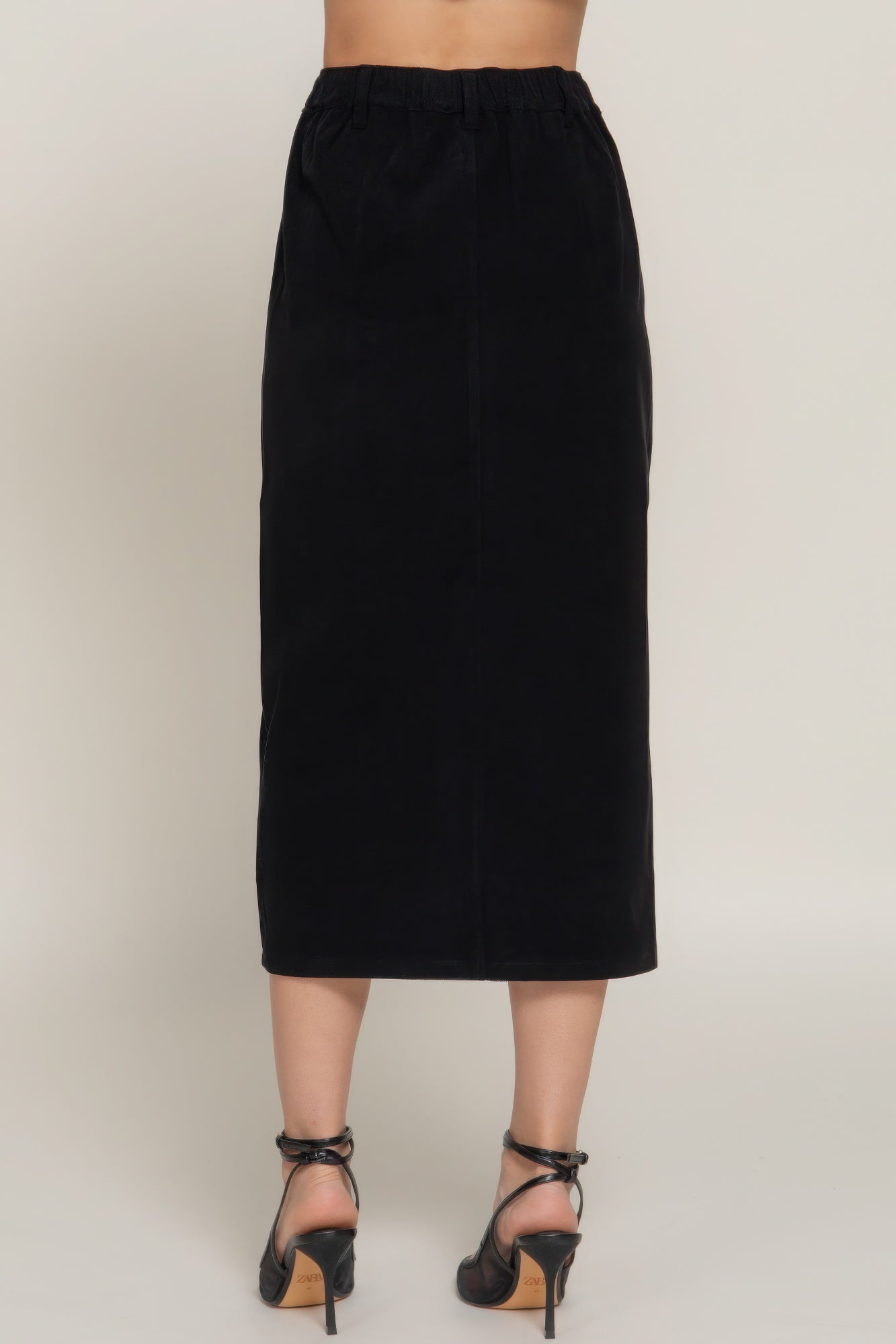 Front Open Slit Corduroy Midi Skirt in Brown or Black - Tigbul's Variety Fashion Shop