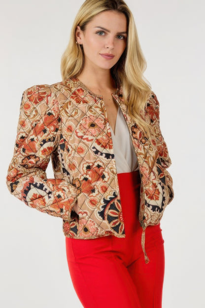 Zip Up Multi-print Jacket - Tigbul's Variety Fashion Shop