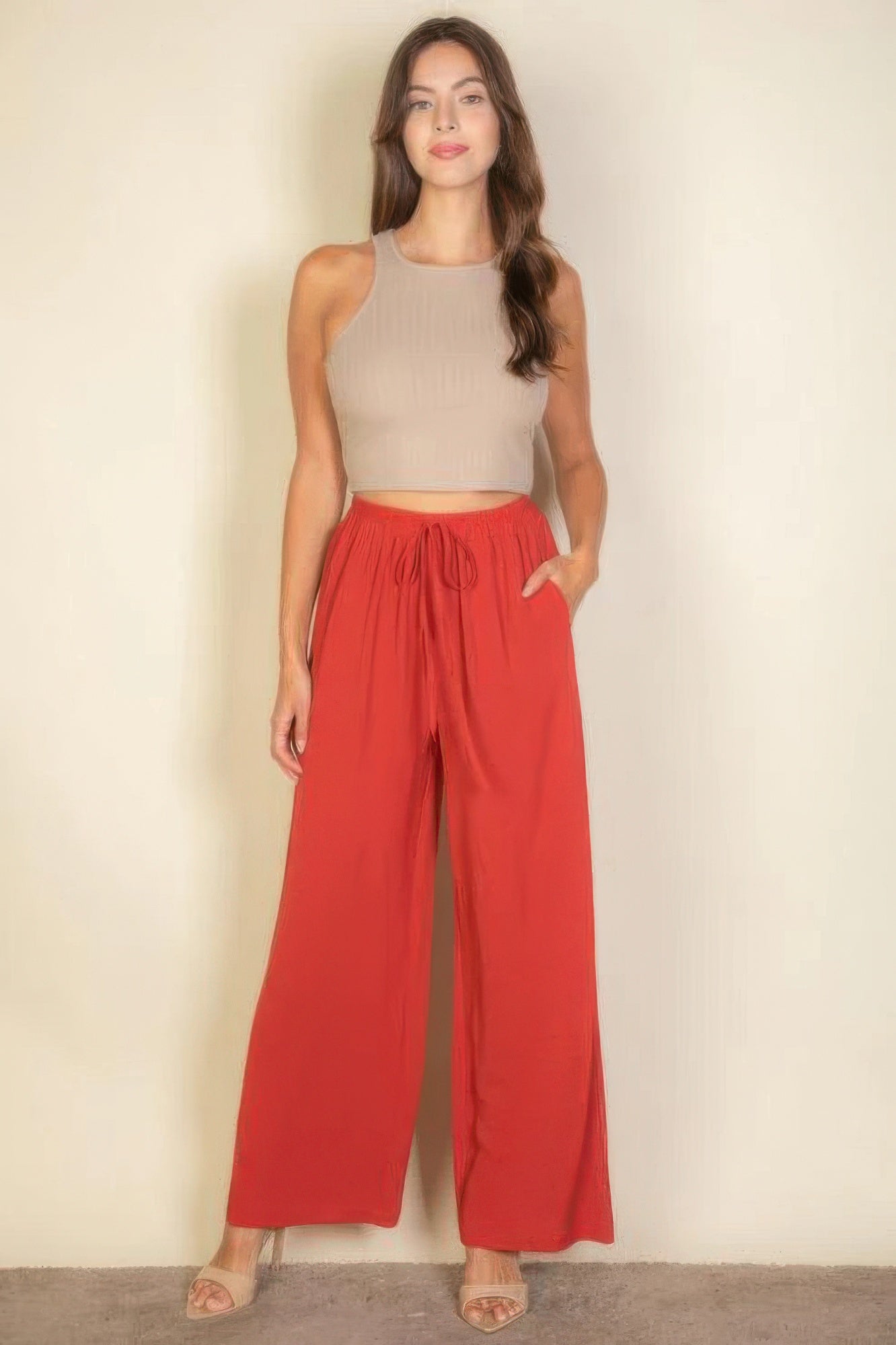 Drawstring Waist Wide Leg Minimalist Pants - Tigbul's Variety Fashion Shop