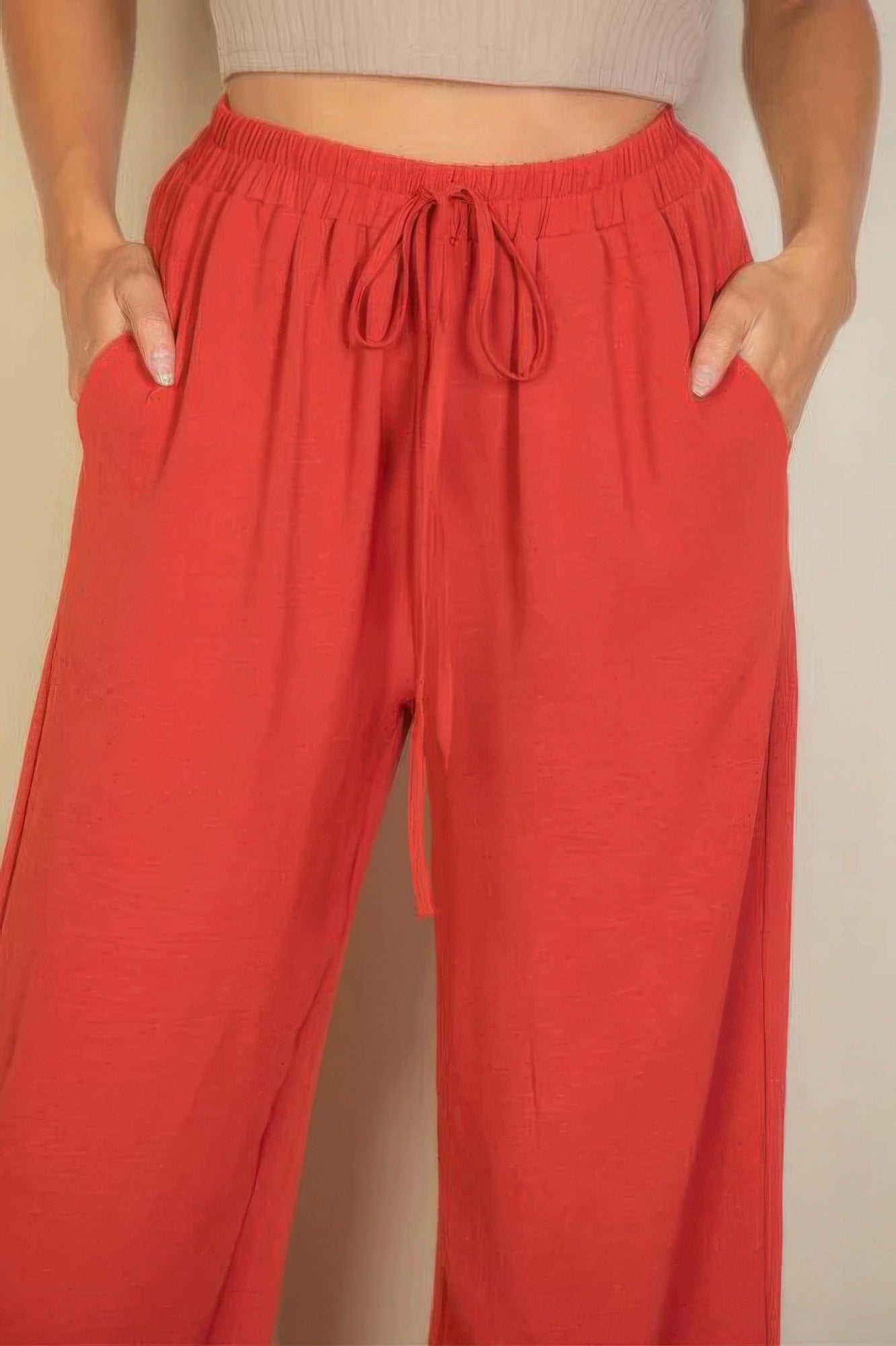 Drawstring Waist Wide Leg Minimalist Pants - Tigbul's Variety Fashion Shop