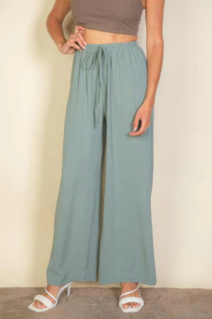 Drawstring Waist Wide Leg Minimalist Pants - Tigbul's Variety Fashion Shop