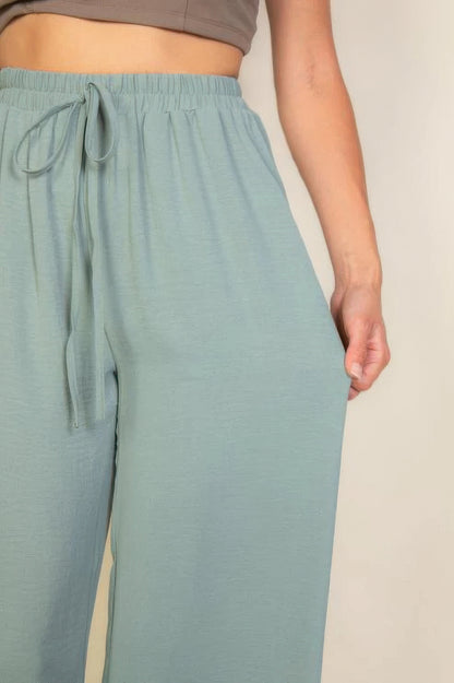 Drawstring Waist Wide Leg Minimalist Pants - Tigbul's Variety Fashion Shop