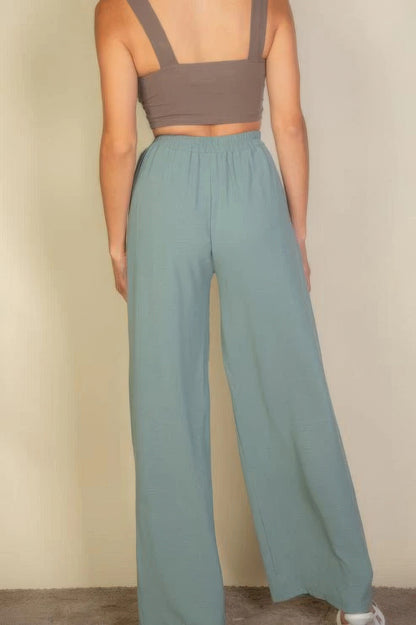 Drawstring Waist Wide Leg Minimalist Pants - Tigbul's Variety Fashion Shop