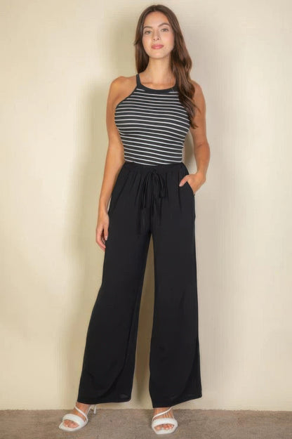 Drawstring Waist Wide Leg Minimalist Pants - Tigbul's Variety Fashion Shop