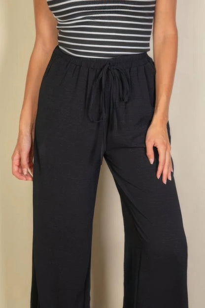 Drawstring Waist Wide Leg Minimalist Pants - Tigbul's Variety Fashion Shop