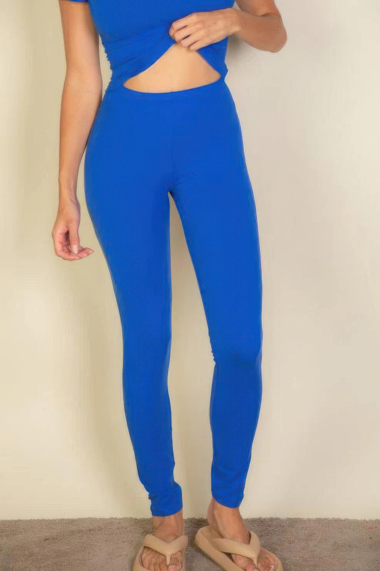 Basic Solid Leggings, königsblau, eng anliegend, hoch sitzend, bis zum Knöchel