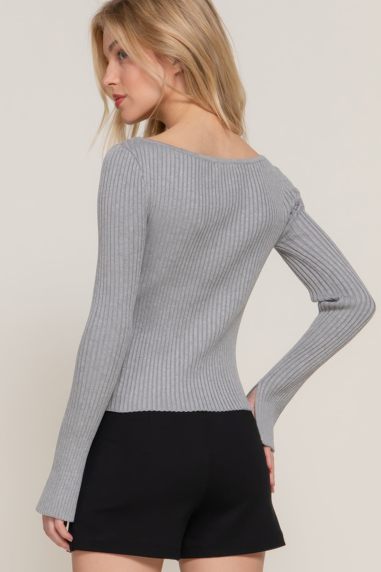 Long Sleeve Boat Neck Sweater - Tigbul's Variety Fashion Shop