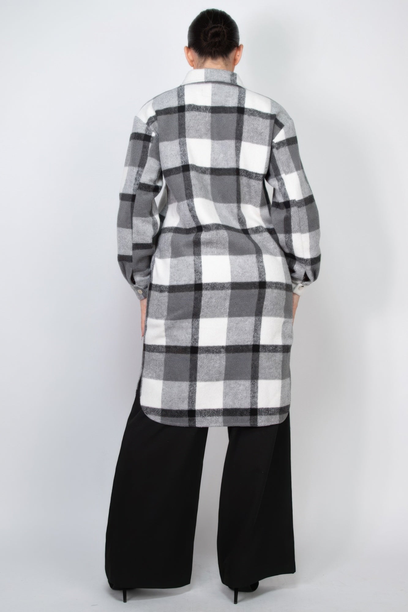 Plaid Buttoned Shacket Coat - Tigbul's Variety Fashion Shop