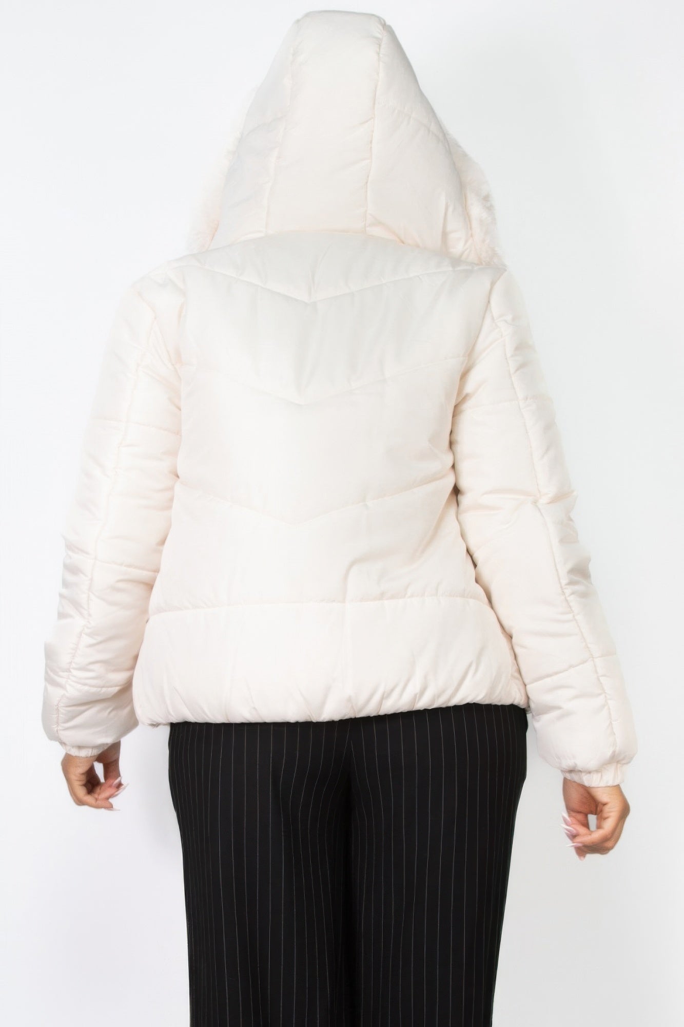 Insulated Zip-up Faux Fur Hooded Jacket - Tigbul's Variety Fashion Shop