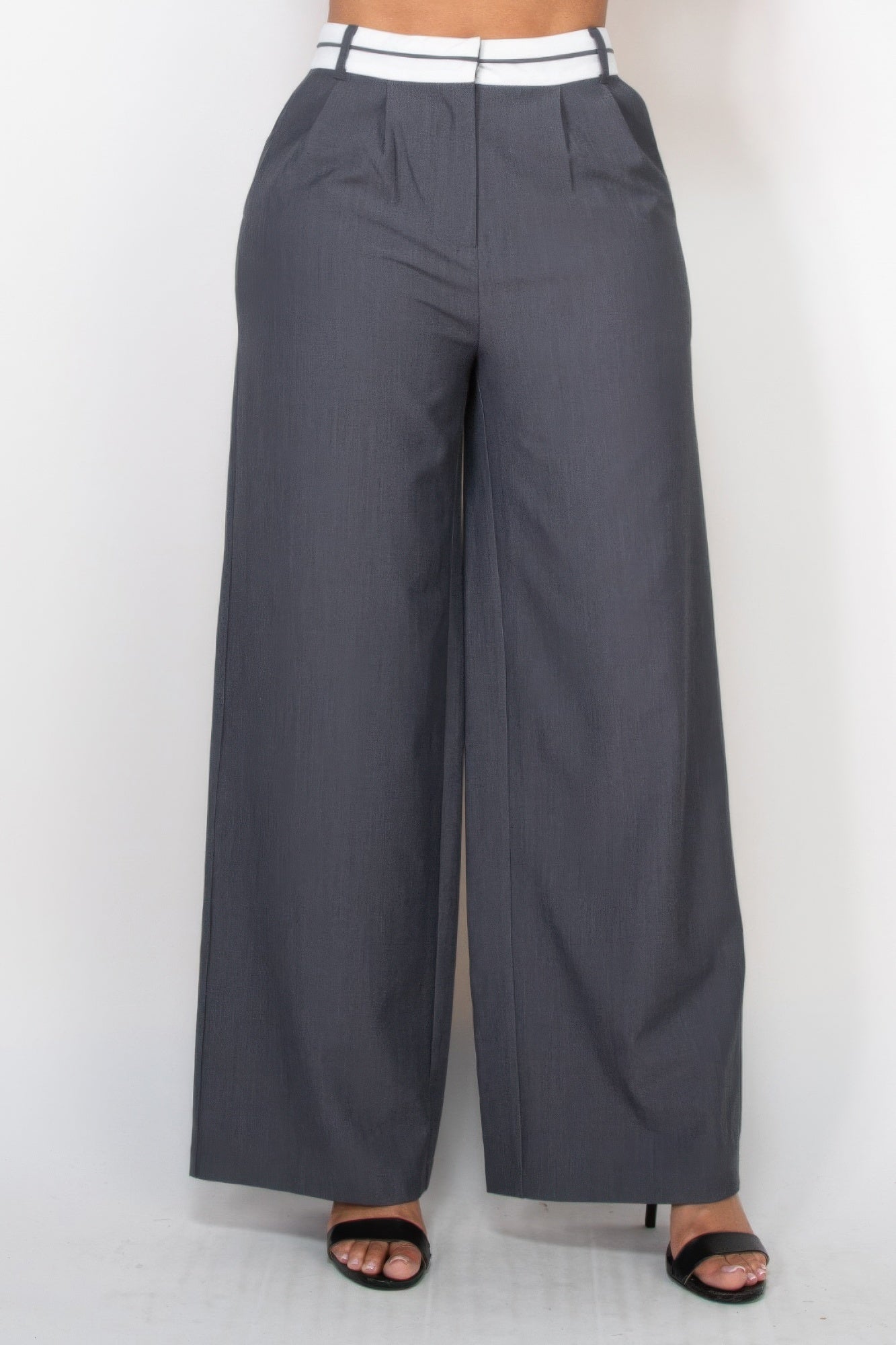 Pleated Double Waistband Pants - Tigbul's Variety Fashion Shop