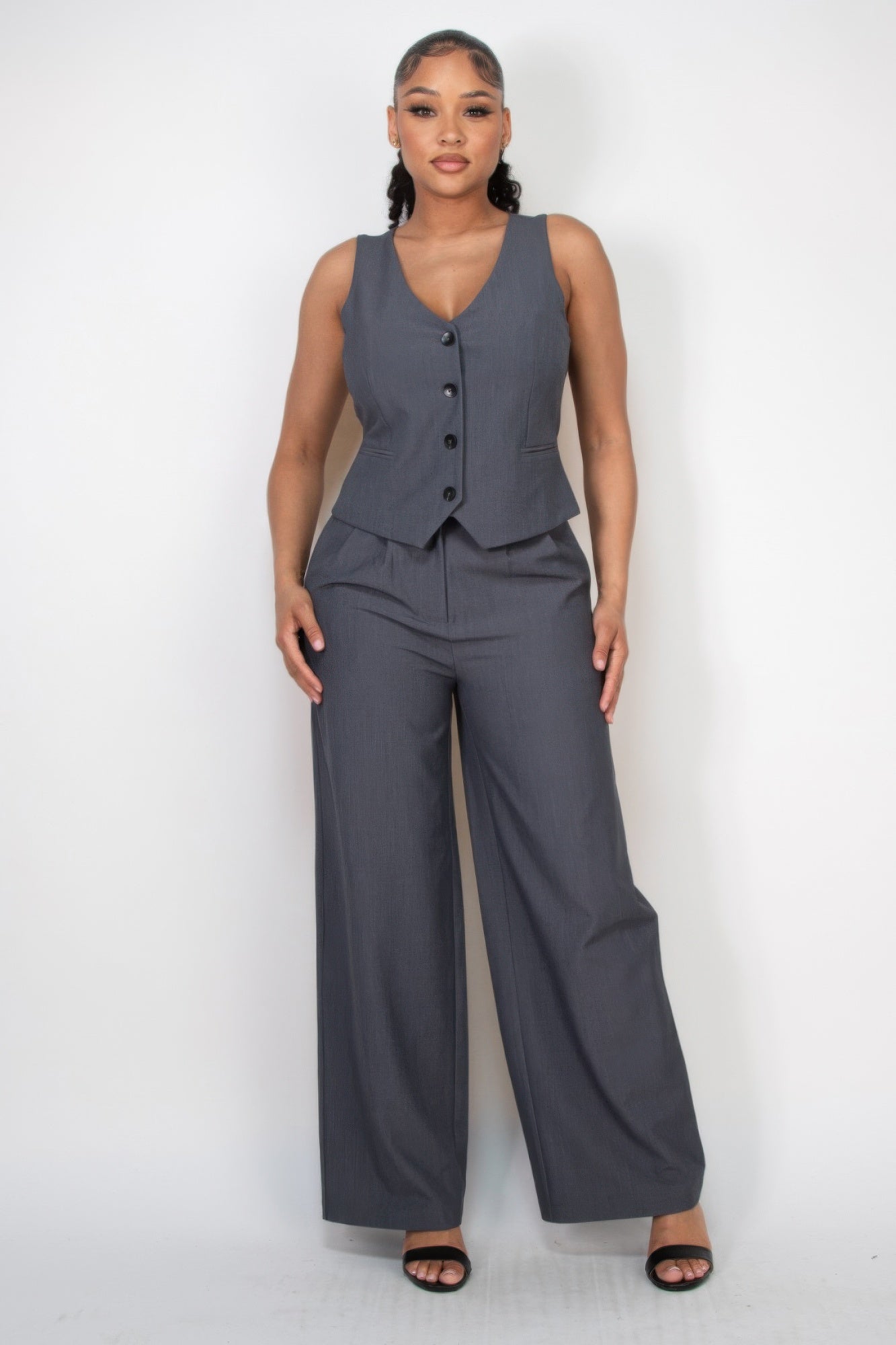 Pleated Double Waistband Pants - Tigbul's Variety Fashion Shop