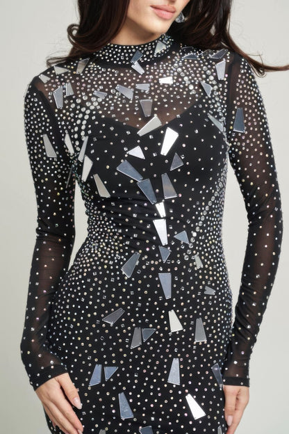 Mirrors & Rhinestones Mini Dress - Tigbul's Variety Fashion Shop