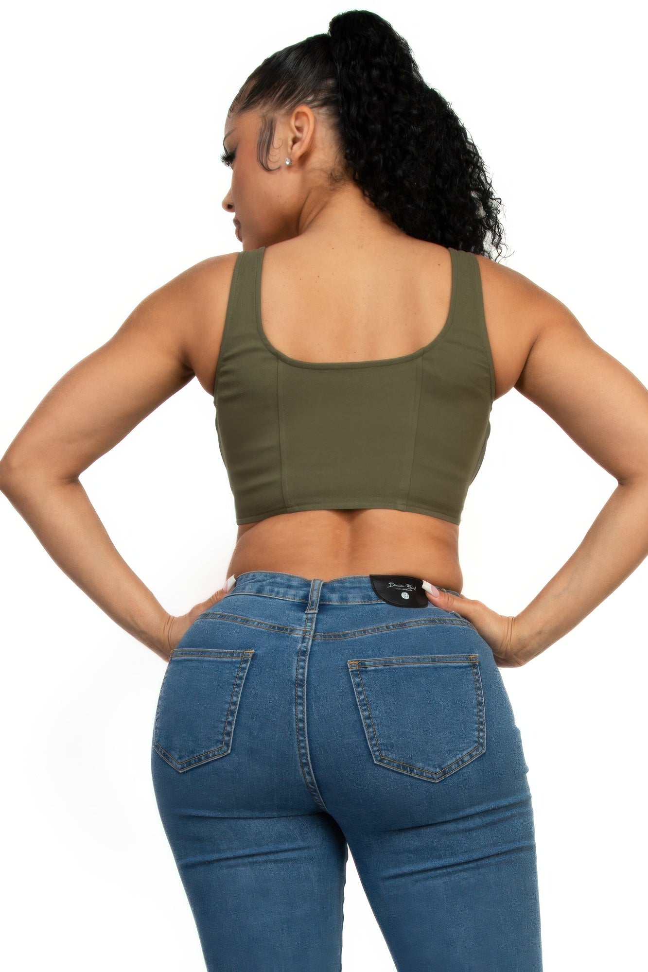 Zip-up square neck crop top - Tigbul's Variety Fashion Shop