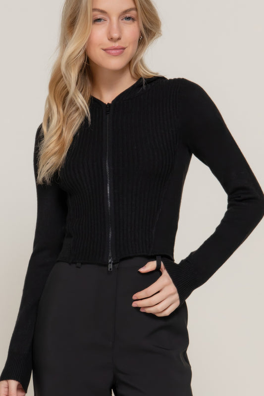 2-way zip closure sweater hoodie cardigan - Tigbul's Variety Fashion Shop