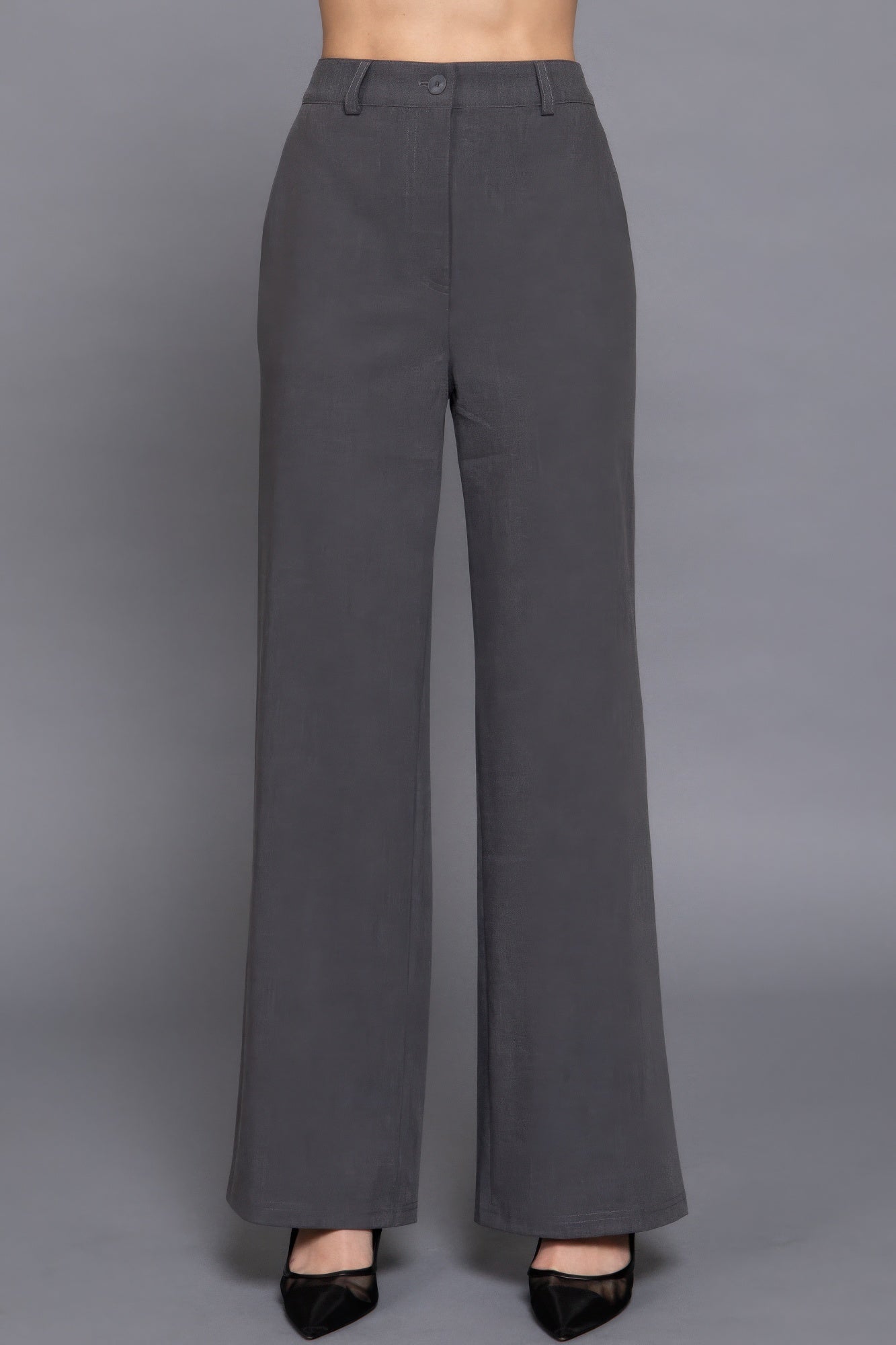 Back elastic straight woven long pants - Tigbul's Variety Fashion Shop