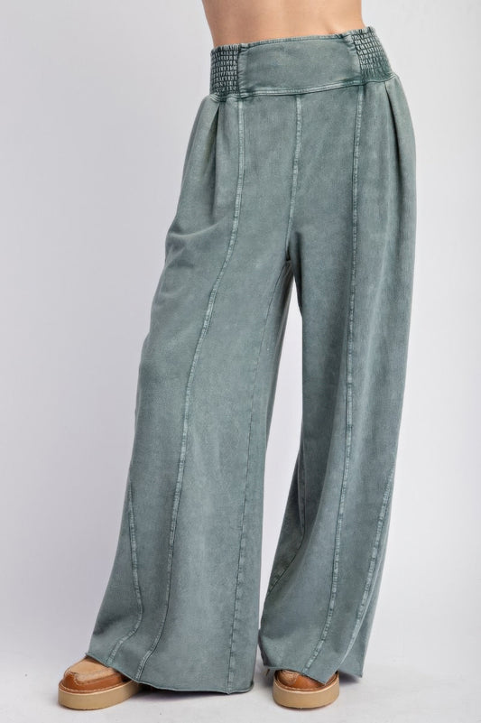 Mineral washed terry knit pants - Tigbul's Variety Fashion Shop