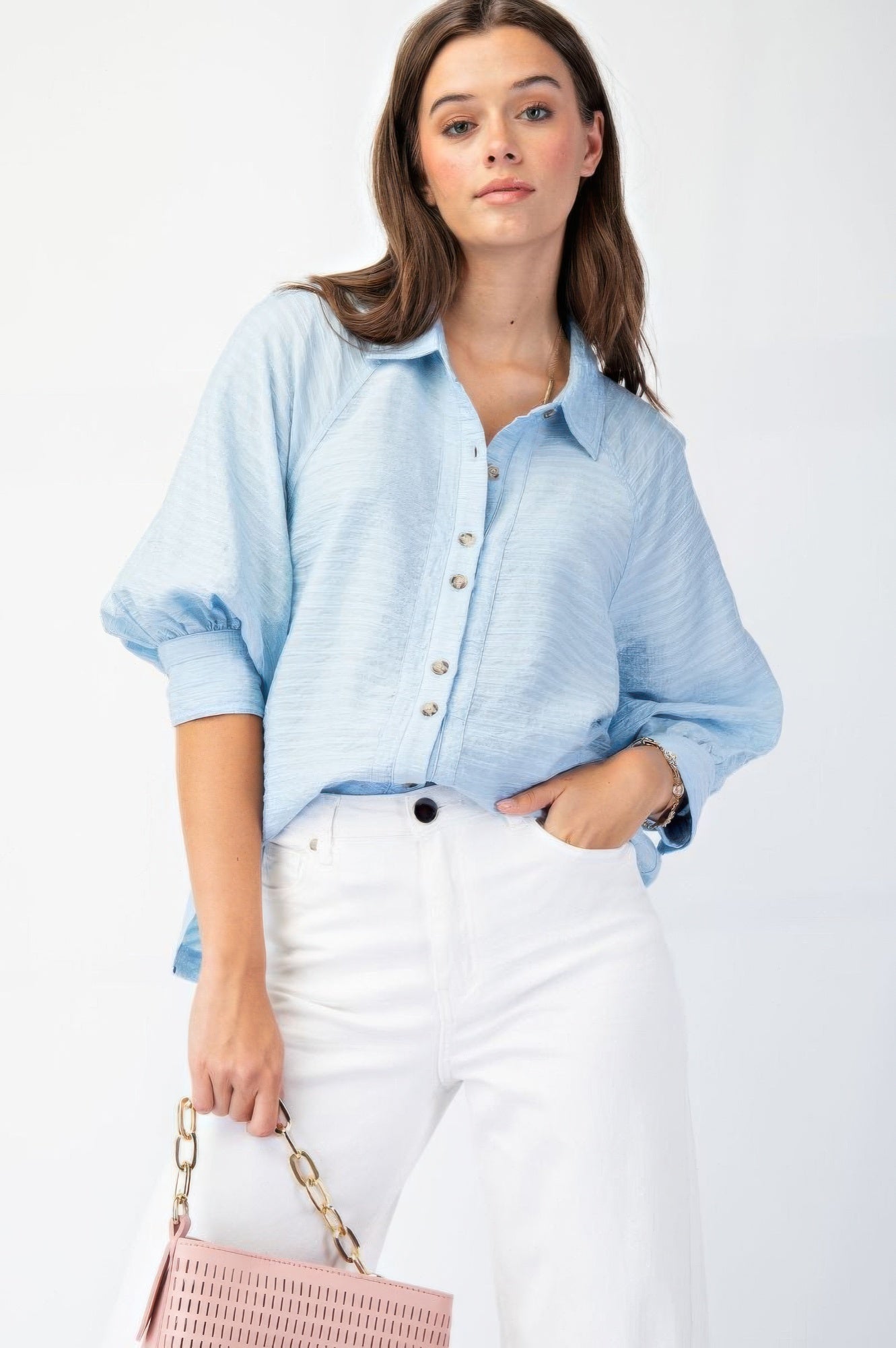 Button down textured woven shirt - Tigbul's Variety Fashion Shop