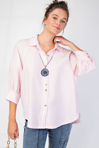 Button down textured woven shirt - Tigbul's Variety Fashion Shop