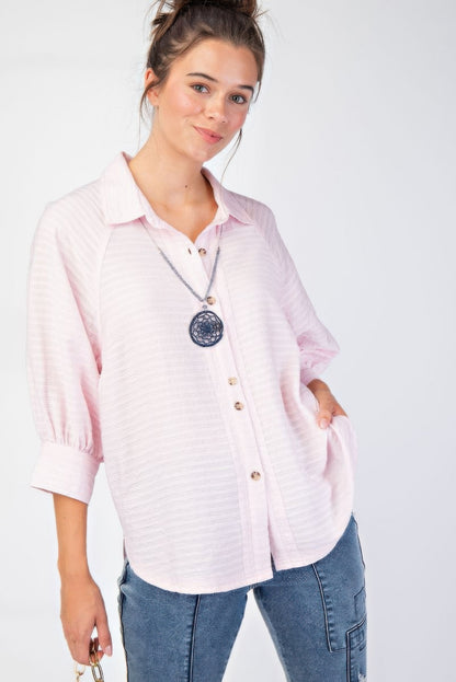 Button down textured woven shirt - Tigbul's Variety Fashion Shop