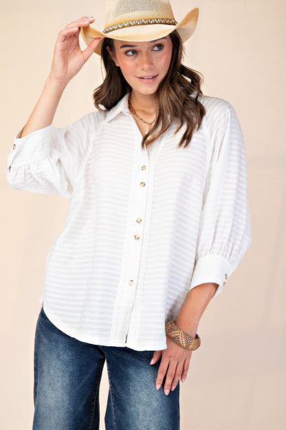 Button down textured woven shirt - Tigbul's Variety Fashion Shop