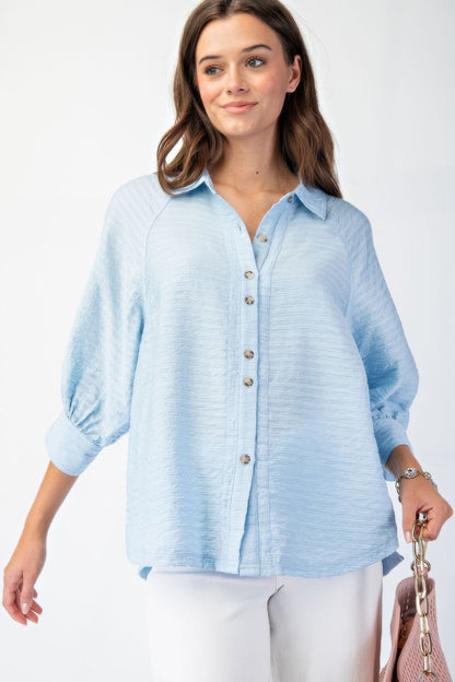 Button down textured woven shirt - Tigbul's Variety Fashion Shop