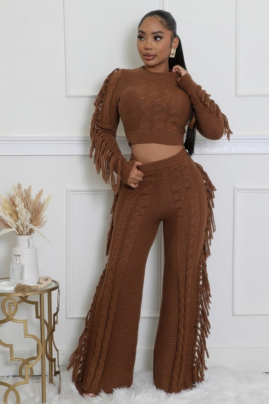 Knitted Stretch Pant Set - Tigbul's Variety Fashion Shop