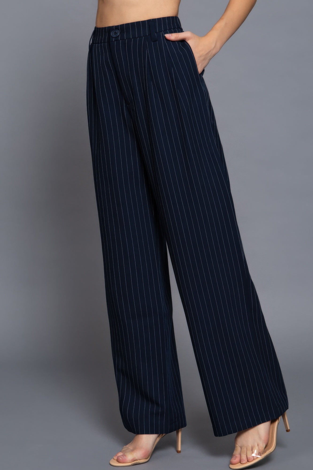 Pin Stripe Woven Straight Pants - Tigbul's Variety Fashion Shop