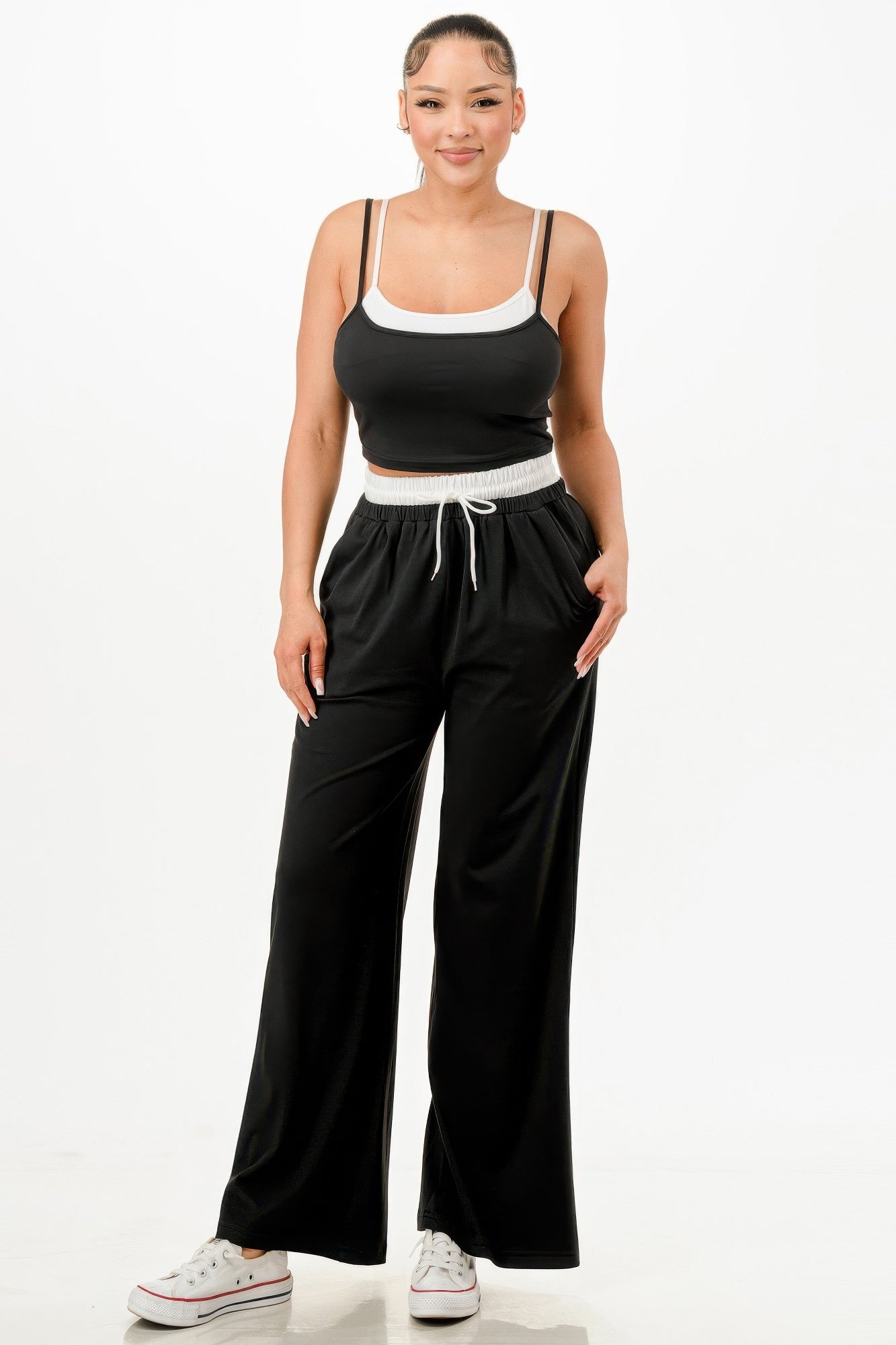 Black Tank Top And Sweatpants Set | Tigbuls Variety Fashion