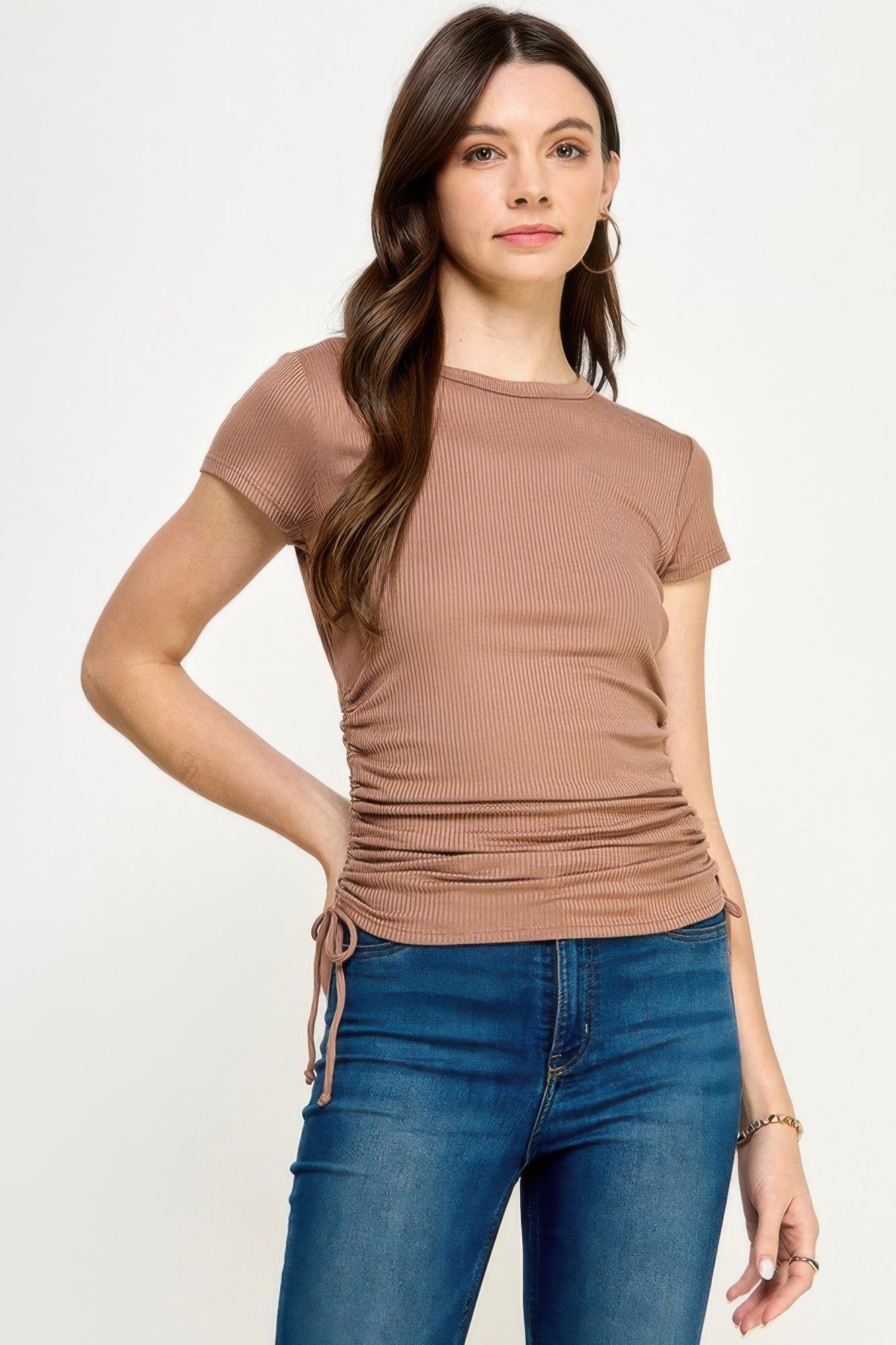 Side Ruched Detail Top - Tigbul's Variety Fashion Shop