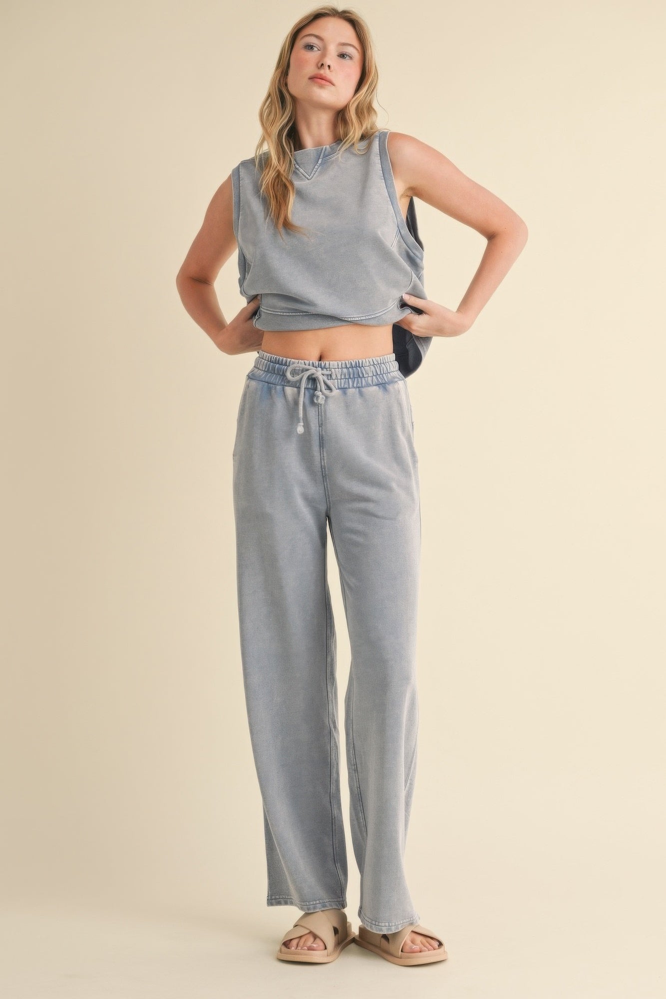 Mineral Wash Sleeveless Top - Tigbul's Variety Fashion Shop