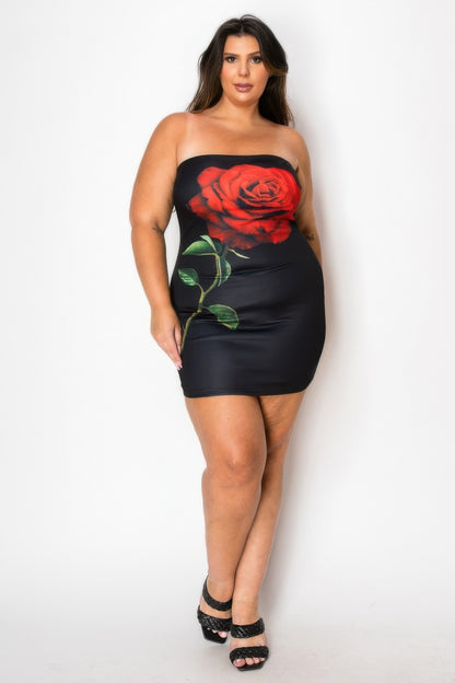 Tube Bodycon Mini Dress With Floral Print Front - Tigbul's Variety Fashion Shop