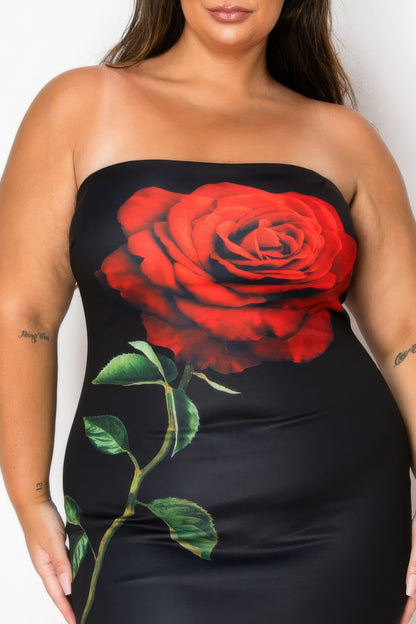 Tube Bodycon Mini Dress With Floral Print Front - Tigbul's Variety Fashion Shop
