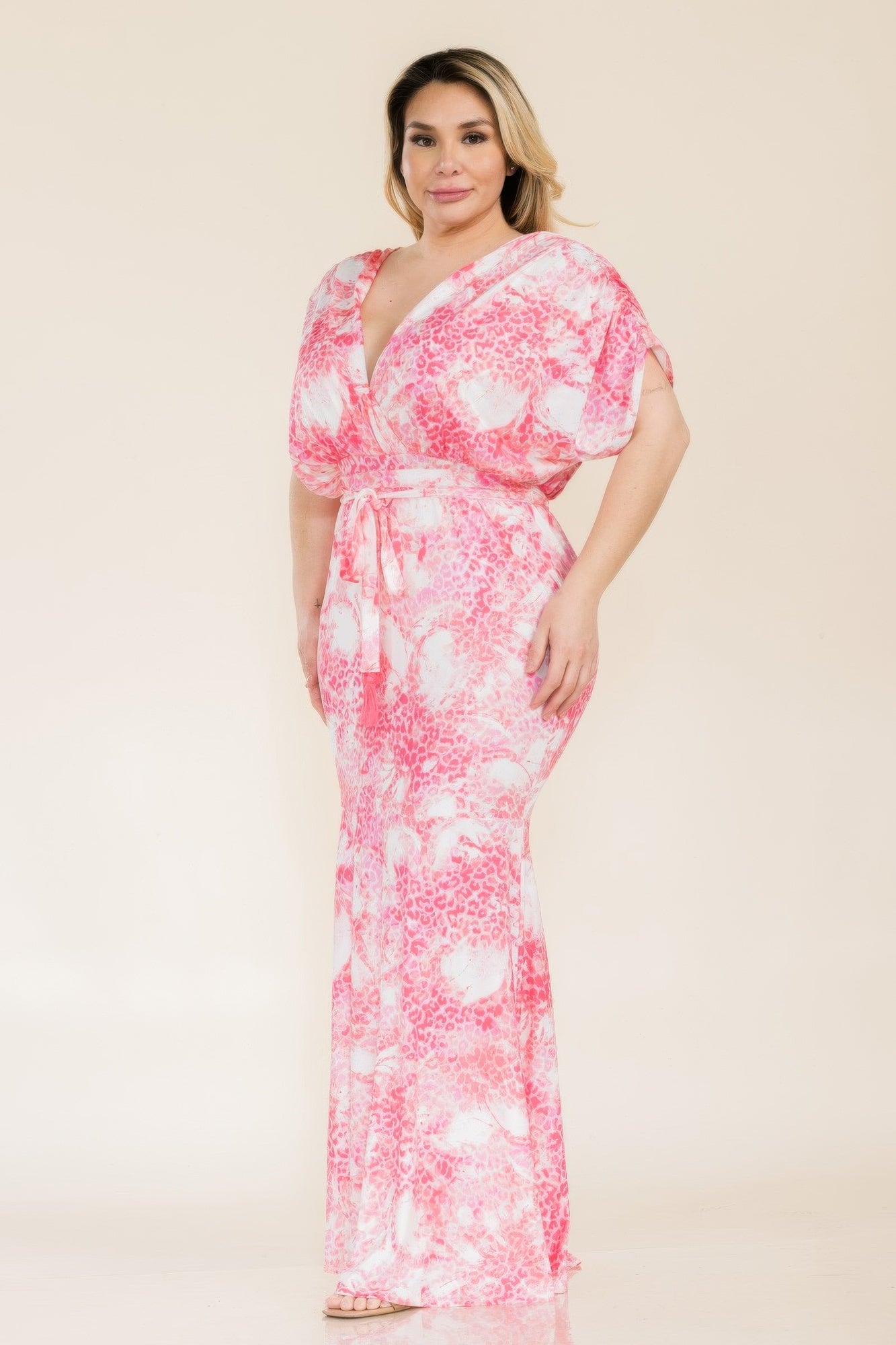 Printed Venesia Tie Waist Mermaid Maxi Dress - Tigbul's Variety Fashion Shop