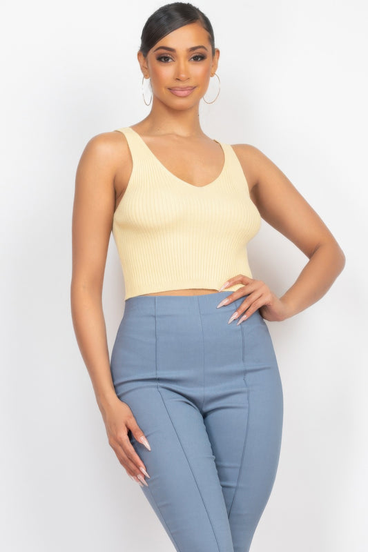 Crop Tank Top & Cardigan Sweater Set - Tigbul's Variety Fashion Shop