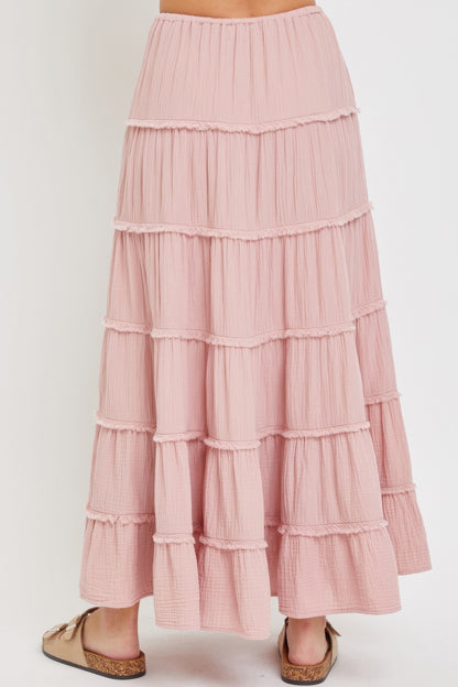Cotton Gauze Tiered Maxi Skirt - Tigbul's Variety Fashion Shop