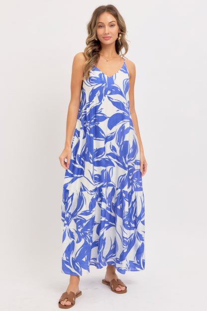 Blue Floral Maxi Sundress - Tigbul's Variety Fashion Shop