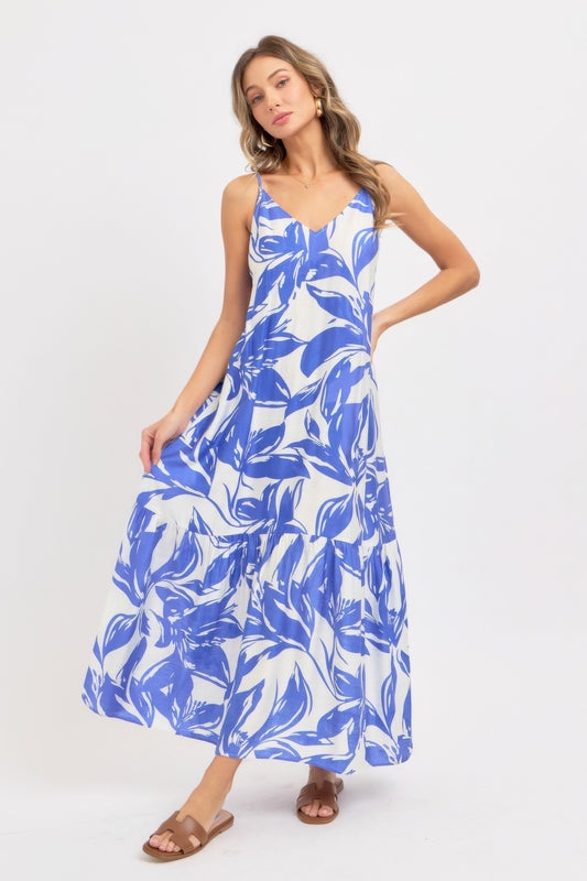 Blue Floral Maxi Sundress - Tigbul's Variety Fashion Shop