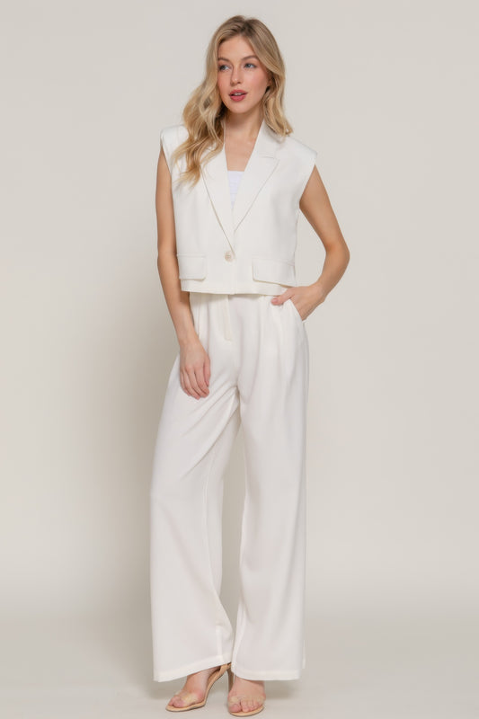 Lapel Collar W/shoulder Pads Vest - Tigbul's Variety Fashion Shop