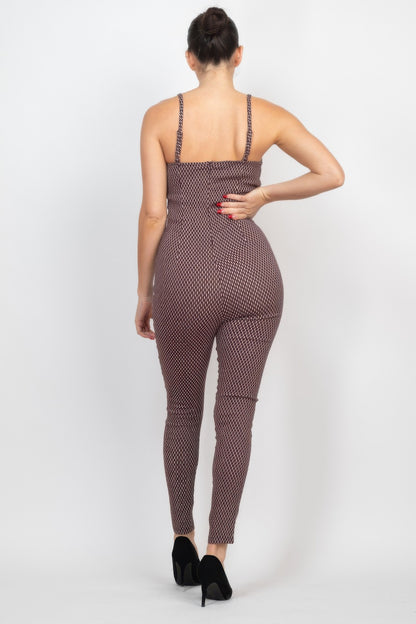 Plaid Sleeveless Zippered Jumpsuit - Tigbul's Variety Fashion Shop