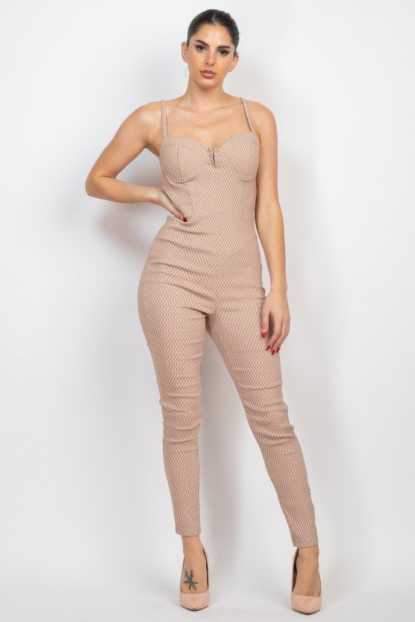 Plaid Sleeveless Zippered Jumpsuit - Tigbul's Variety Fashion Shop
