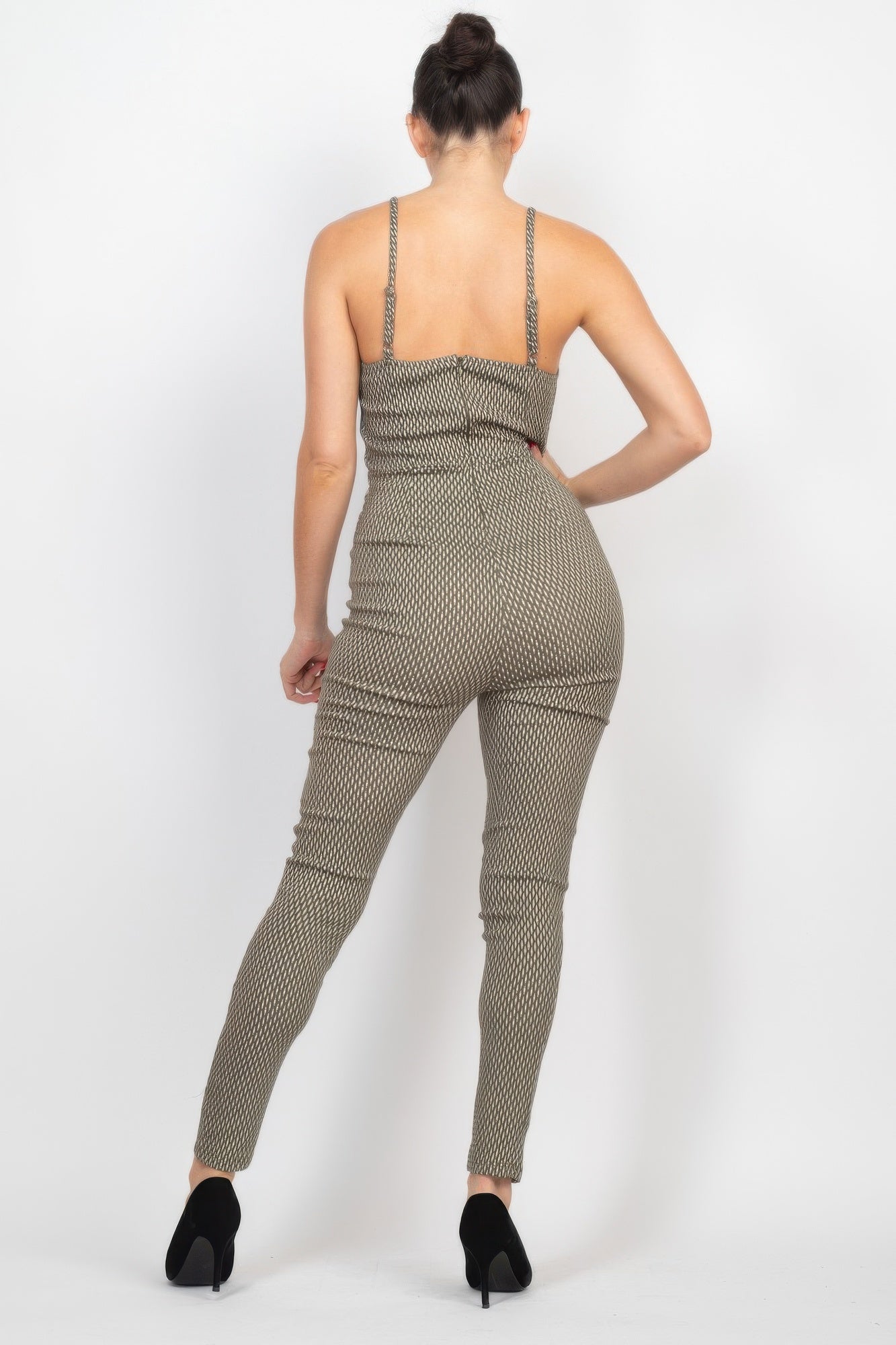 Plaid Sleeveless Zippered Jumpsuit - Tigbul's Variety Fashion Shop
