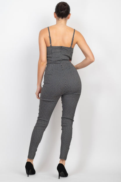 Plaid Sleeveless Zippered Jumpsuit - Tigbul's Variety Fashion Shop