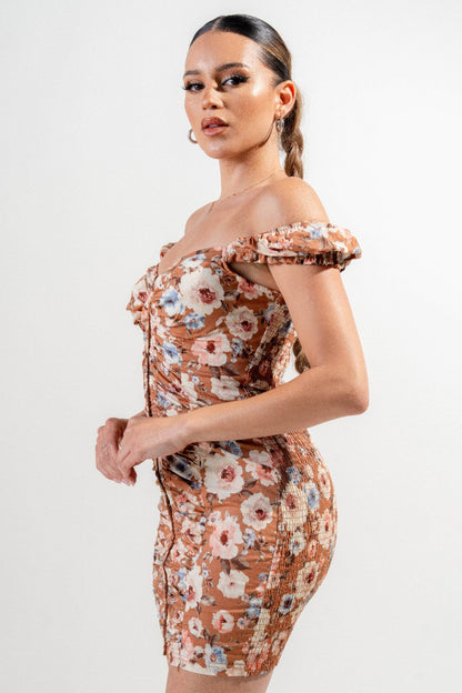Strech Poplin Print Mini Dress - Tigbul's Variety Fashion Shop