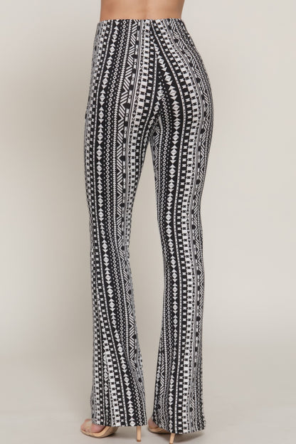 Waist Elastic Slim Flare Print Pants - Tigbul's Variety Fashion Shop