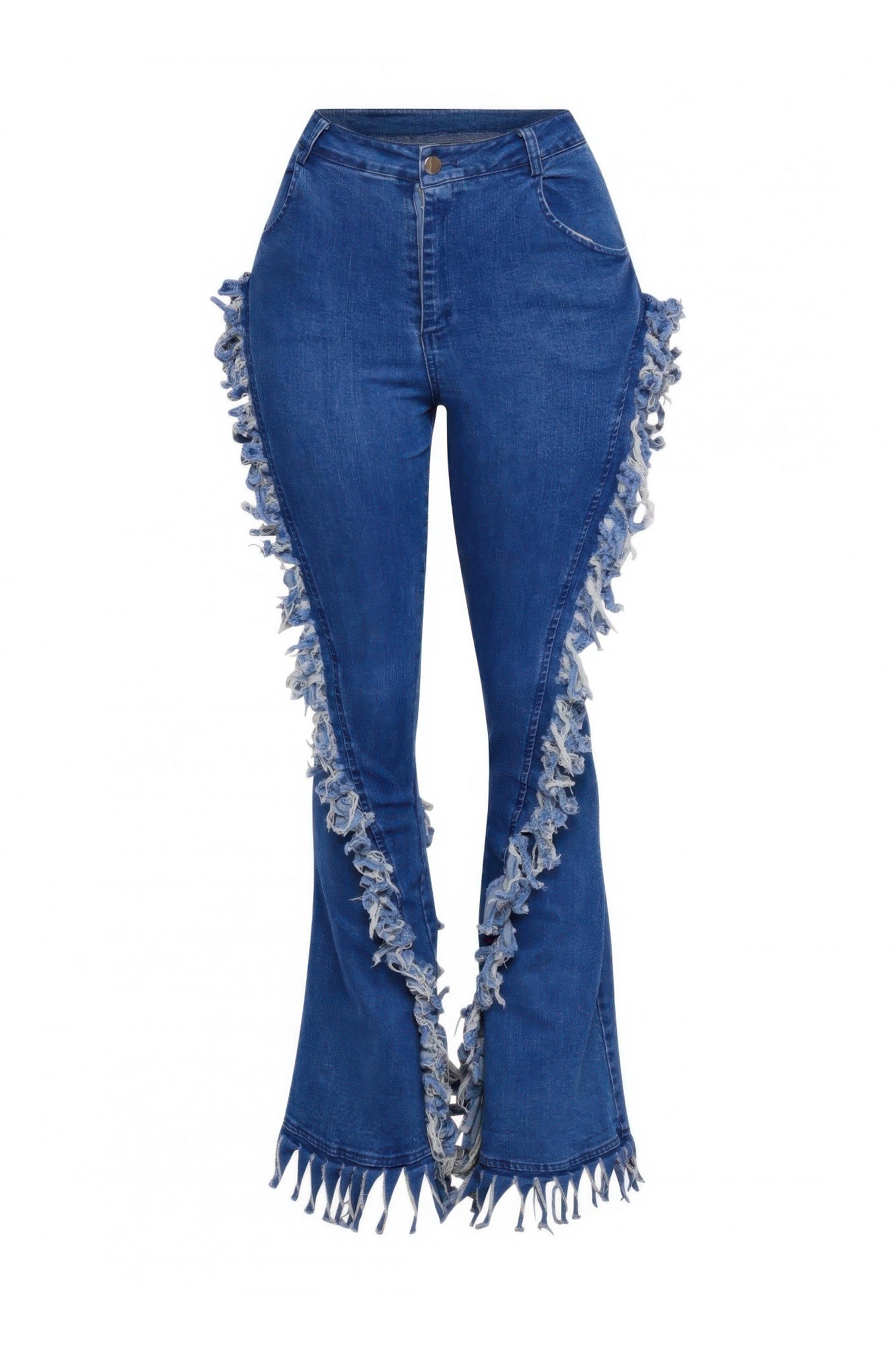 Distressed Fringe Denim Flared Pant - Tigbul's Variety Fashion Shop