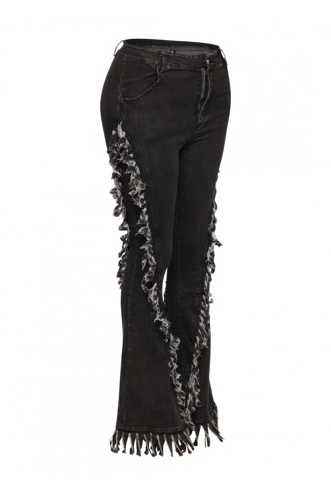 Distressed Fringe Denim Flared Pant - Tigbul's Variety Fashion Shop