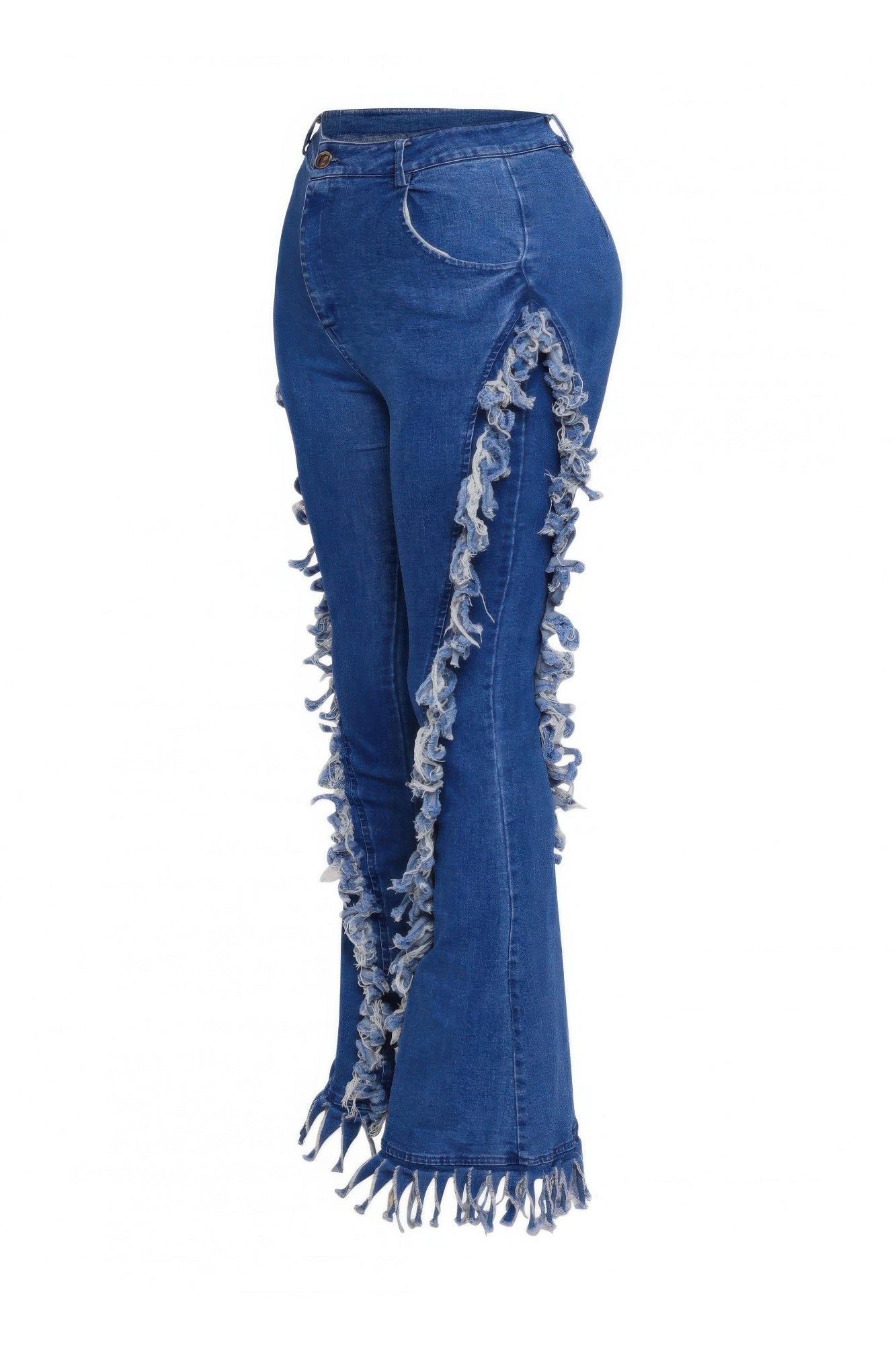 Distressed Fringe Denim Flared Pant - Tigbul's Variety Fashion Shop